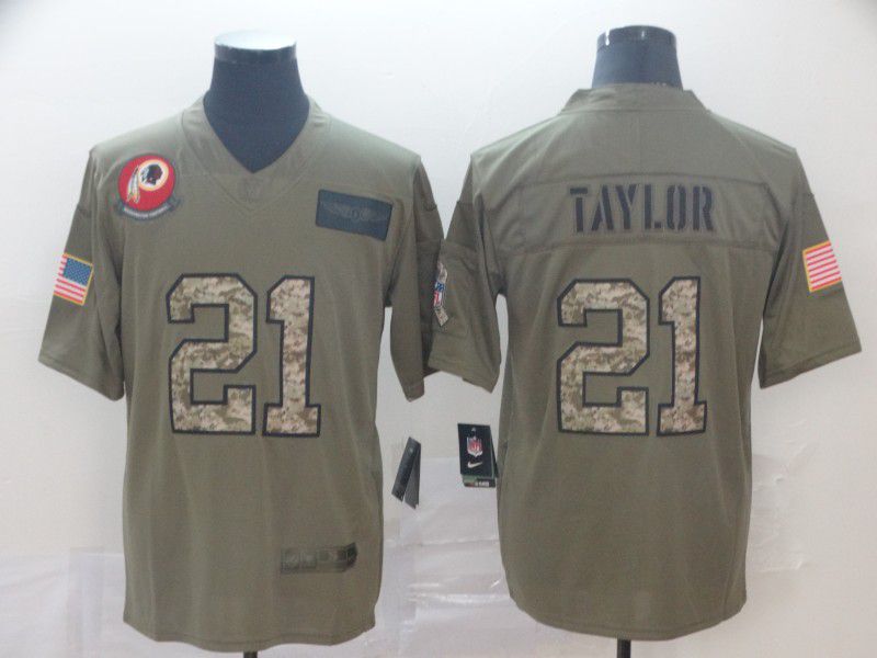 Men Washington Redskins 21 Taylor Camo Nike Olive Salute To Service Limited NFL Jersey